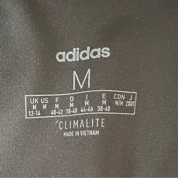 Adidas Climalite Black Stripe Logo Mid Rise Workout Athletic Yoga Leggings - Picture 4 of 5